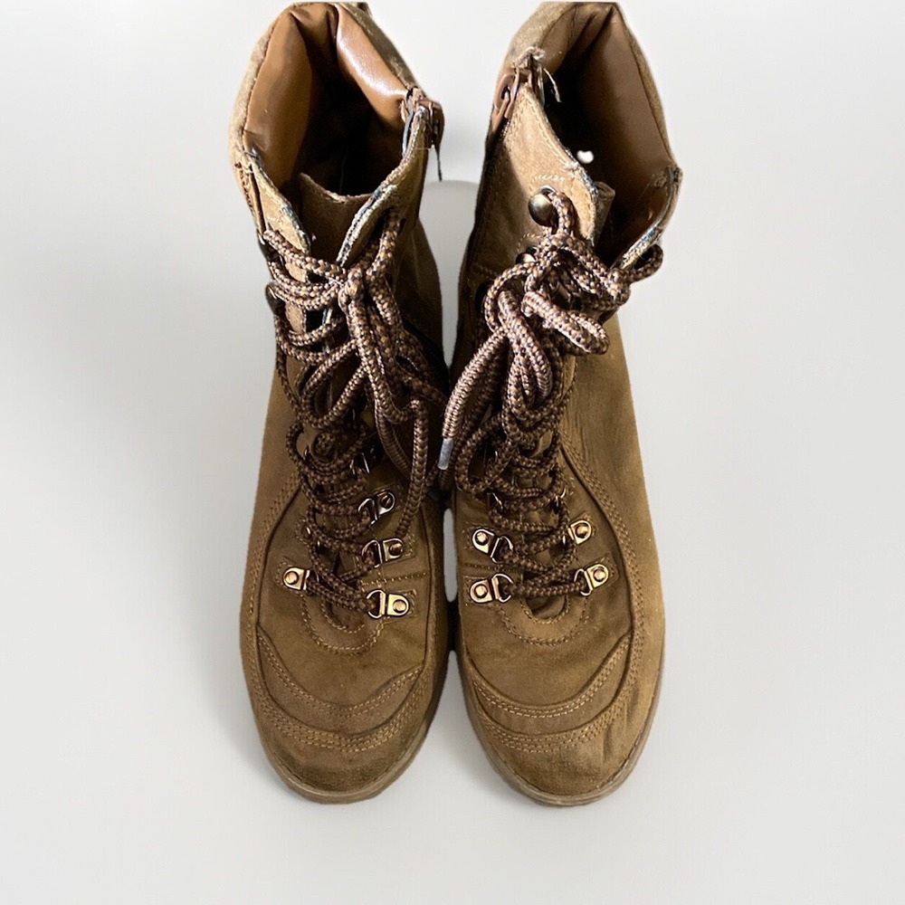 Carlos Santana‎ Faux Leather Combat Boots Size 9 Brown Women's Lace Up - Picture 2 of 7